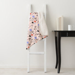 Retro Halloween Vintage Themed Doodles Sherpa Blanket