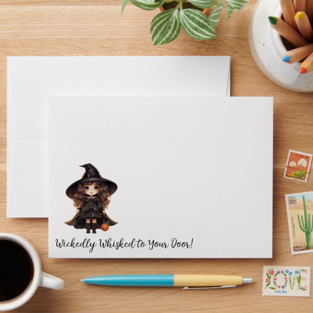 Retro Halloween Wickedly Whisked to Your Door Envelope (Desk)