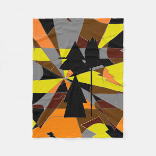 Retro Halloween Witch Abstract Fleece Blanket