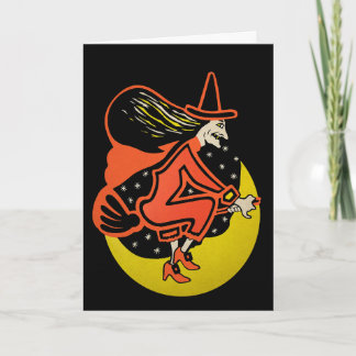 Retro Halloween Witch Card