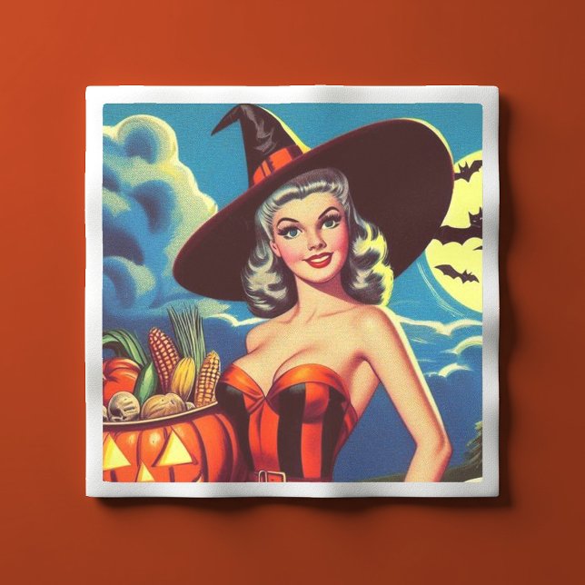 Retro halloween Witch Pin-up Napkin (Creator Uploaded)