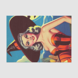 Retro halloween Witch Pin-up Tissue Paper