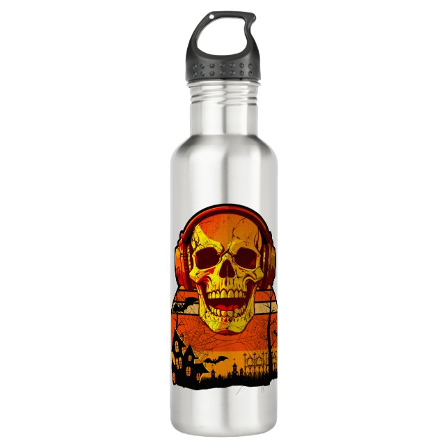 Retro Hallowen Skull Sticker 710 Ml Water Bottle (Front)