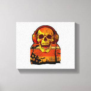 Retro Hallowen Skull Sticker Canvas Print