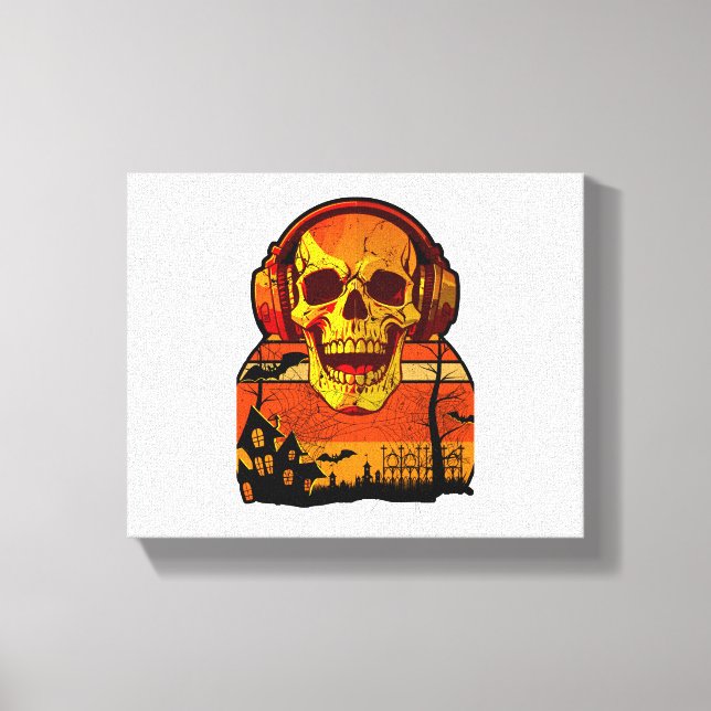 Retro Hallowen Skull Sticker Canvas Print (Front)
