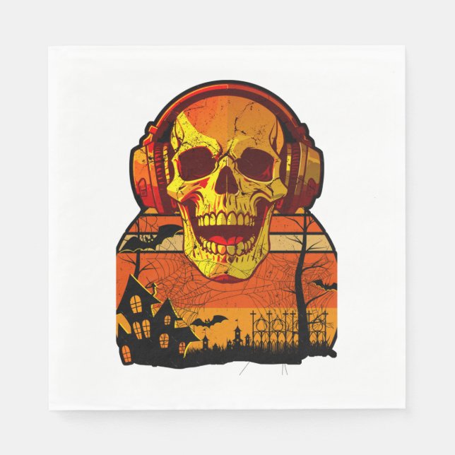 Retro Hallowen Skull Sticker Napkin (Front)