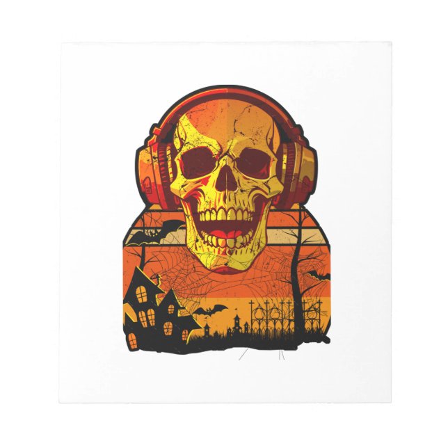 Retro Hallowen Skull Sticker Notepad (Front)