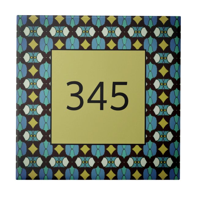Retro Halo house number Customise  Ceramic Tile (Front)