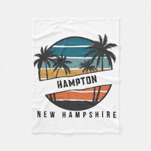 Retro Hampton Beach New Hampshire Surfboard Surfin Fleece Blanket