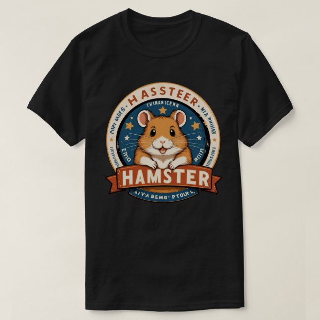 Retro Hamster Rings Emblem Art T-Shirt (Design Front)