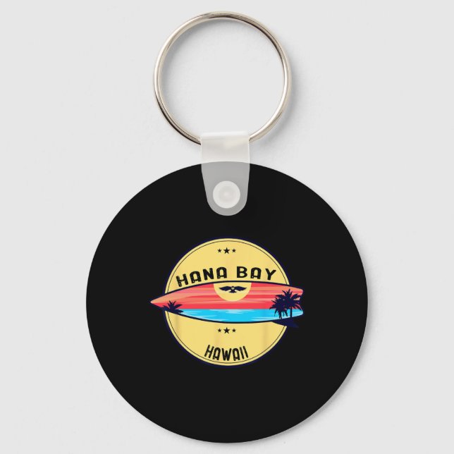 Retro Hana Y Hawaii Beach Surfing  Key Ring (Front)