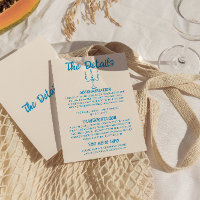 Retro Hand Drawn Blue Quirky Wedding Details   
