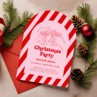 Retro Hand Drawn Christmas Party Invitation