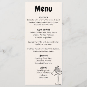 Retro Hand-Drawn Cream Bold Whimsical Wedding Menu