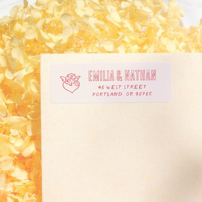 Retro Hand Drawn Cupid Wedding Return Address (Creator Uploaded)