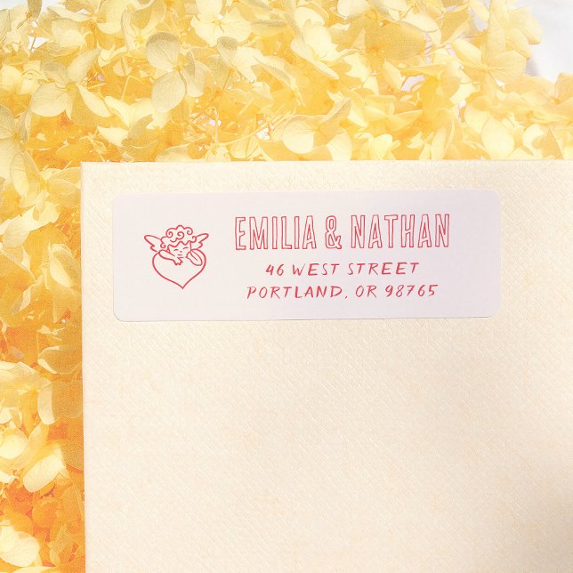Retro Hand Drawn Cupid Wedding Return Address (Creator Uploaded)