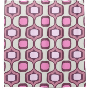 Retro Hand Drawn Geometric Square Pattern Minimal Shower Curtain
