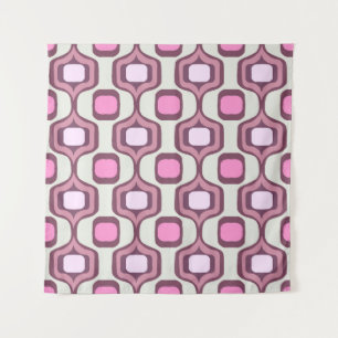 Retro Hand Drawn Geometric Square Pattern Minimal Tapestry