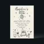 Retro Hand Drawn handwritten funky 30 birthday Invitation<br><div class="desc">hand draw 18th 21st 30th 40th 50th BIRTHDAY INVITE , dinner party | hand drawn handwritten | quirky funky birthday.</div>