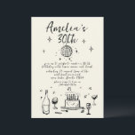 Retro Hand Drawn handwritten funky 30 birthday Invitation<br><div class="desc">hand draw 18th 21st 30th 40th 50th BIRTHDAY INVITE , dinner party | hand drawn handwritten | quirky funky birthday.</div>