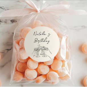 Retro Hand Drawn Martini Glasses Doddle Birthday  Classic Round Sticker