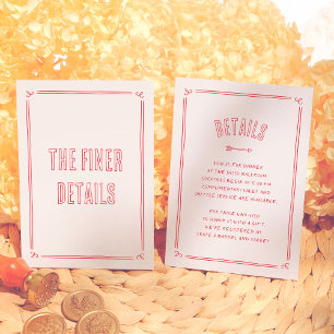 Retro Hand Drawn Modern Quirky Wedding Details Enclosure Card