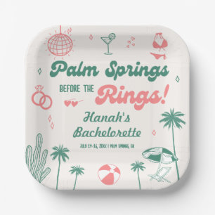Retro Hand Drawn Palm Springs Bachelorette  Paper Plate