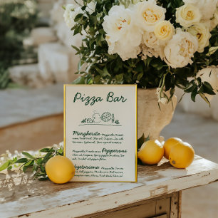 Retro Hand-Drawn Pizza Bar Wedding Tabletop Sign Invitation