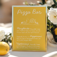 Retro Hand-Drawn Pizza Bar Wedding Tabletop Sign