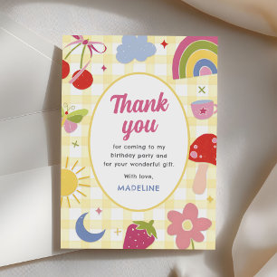 Retro Hand Drawn Quirky Birthday Party Thank You Card