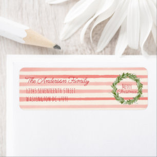 Retro Hand Drawn Red Green Christmas Wreath 