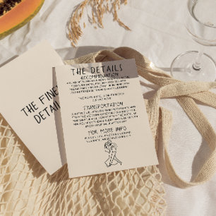 Retro Hand Drawn Sketchy Quirky Wedding Details Enclosure Card