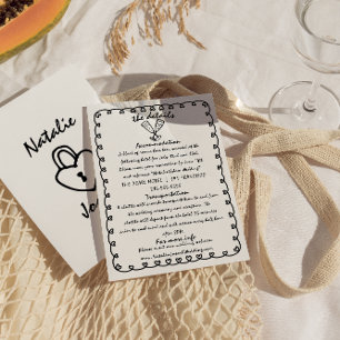 Retro Hand Drawn Unique Wedding Details Enclosure Card