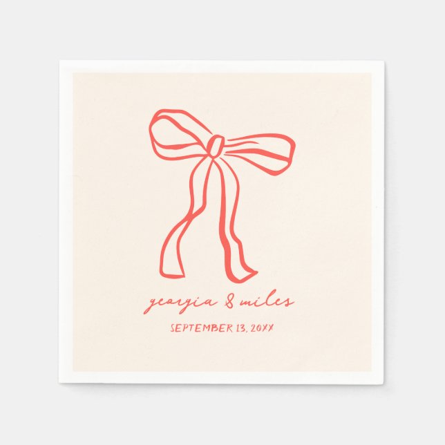 Retro Hand Drawn Wedding Napkins (Front)