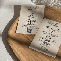 Retro Hand Drawn Written Cake QR Code Wedding