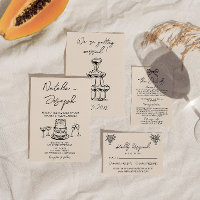 Retro Hand Drawn Written Cake Quirky Bold Wedding