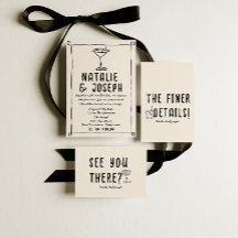 Retro Hand Drawn Written Cocktail Quirky Wedding