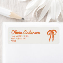 Retro Hand Drawn Written Orange Bow Baby Shower