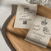 Retro Hand Drawn Written Quirky QR Code Wedding