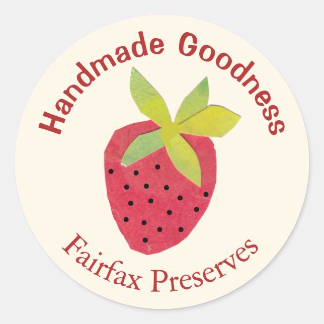 Retro Hand-Illustrated Strawberry Jam Jar Label    (Front)