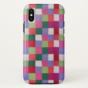 retro hand knitted colourful patchwork squares iPhone x case