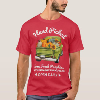 Retro Hand Picked Pumpkin Truck Fall Season Autumn T-Shirt