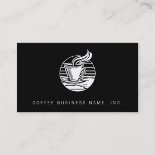 Retro Hand Serving Coffee Illustration Logo Style Business Card