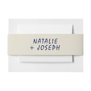 Retro Hand Written Bold Modern Bright Wedding Invitation Belly Band
