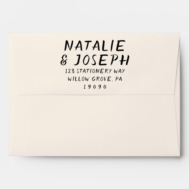 Retro Hand Written Bold Trendy Modern Wedding Envelope (Back (Top Flap))