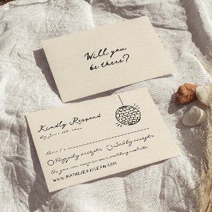 Retro Hand Written Drawn Bold Quirky Fun Wedding RSVP Card