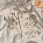 Retro Hand Written Drawn Cupid Wedding Details Enclosure Card<br><div class="desc">Simple and stylish retro colourful wedding guest info details. With creamy milky background and black hand written text layout with whimsical wordings and vintage hand drawn cupid angel handing a wine champagne glass . All the info are customisable as website, transportation, accommodation . Grab it along with other products from...</div>