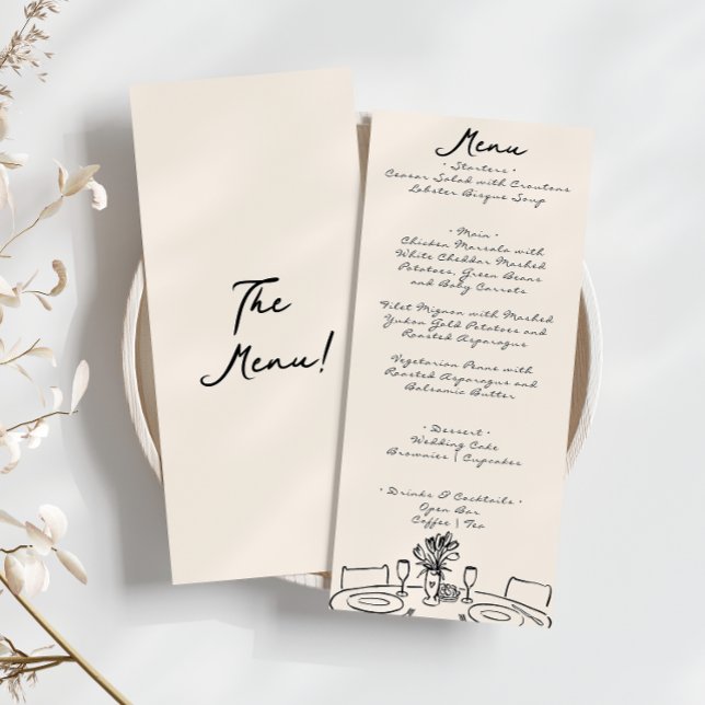 Retro Hand Written Drawn Quirky  Fun Wedding     Menu (Creator Uploaded)