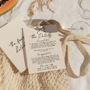Retro Hand Written Drawn Quirky Wedding Details Enclosure Card