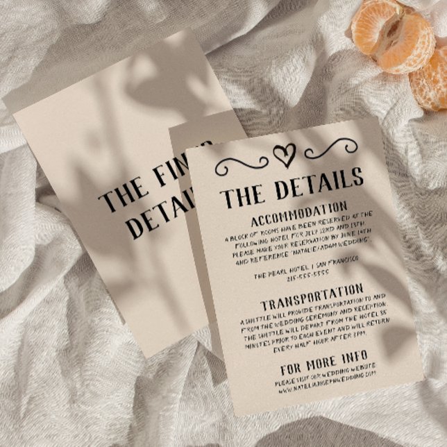 Retro Hand Written Drawn Quirky Wedding Details Enclosure Card (Creator Uploaded)